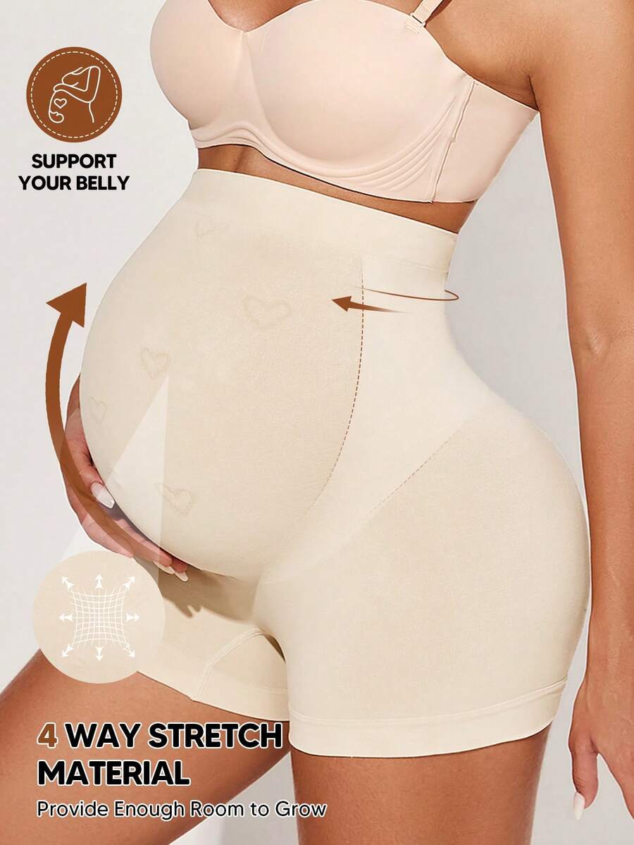 High Waist Maternity Short Leggings - Mesh Patchwork Casual Summer Wear