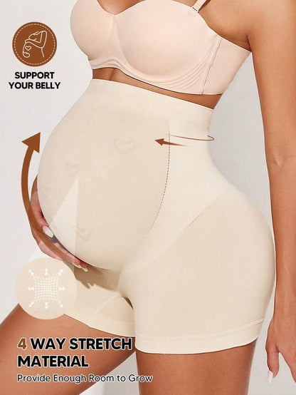 High Waist Maternity Short Leggings - Mesh Patchwork Casual Summer Wear