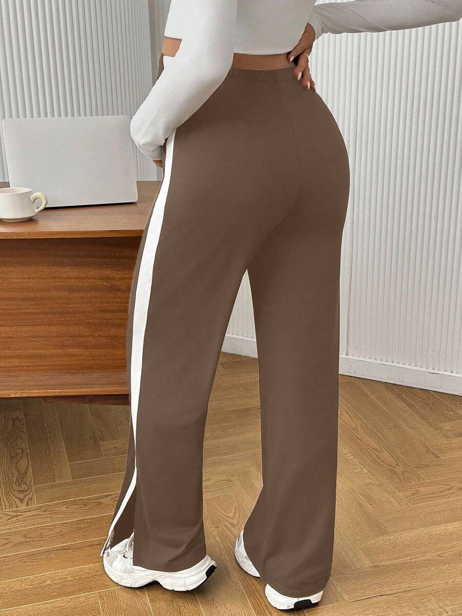 Maternity Colorblock Ultra High Waist Elastic Leggings - Comfortable Casual Pregnancy Pants