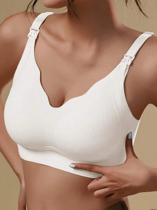Maternity Nursing Bra - Wireless Anti-Sagging Breastfeeding Half-Fixed Lift Clip-Open, Postpartum