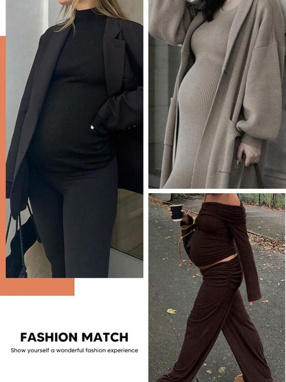 Maternity High Waist Black Shorts with Expandable Abdominal Support, High Stretch Seamless Nursing Underwear for Daily Wear