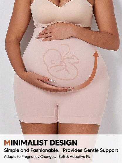 Women's High Waisted Maternity Belly Support Shorts With Expandable Belly Panel