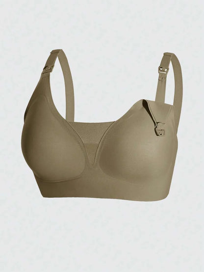 Maternity Nursing Bra Set 3 Pack - Seamless Front Clasp Deep V Neck Breastfeeding, All Season