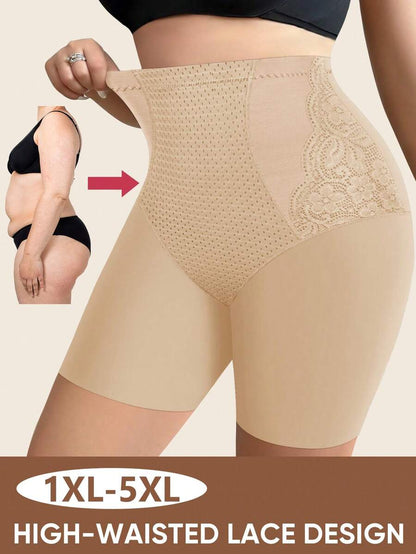 Plus Size High Waist Lace Shapewear Panties - Tummy Control & Butt Lift