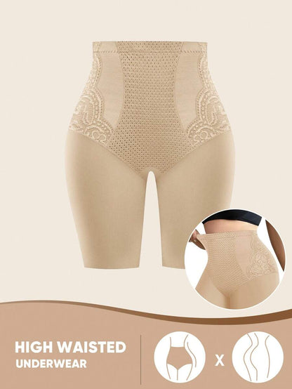 Plus Size High Waist Lace Shapewear Panties - Tummy Control & Butt Lift