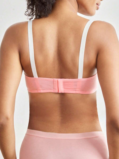Maternity Nursing Bra - Pink Floral Lace Soft Wireless Minimalist Everyday Wear, Comfortable
