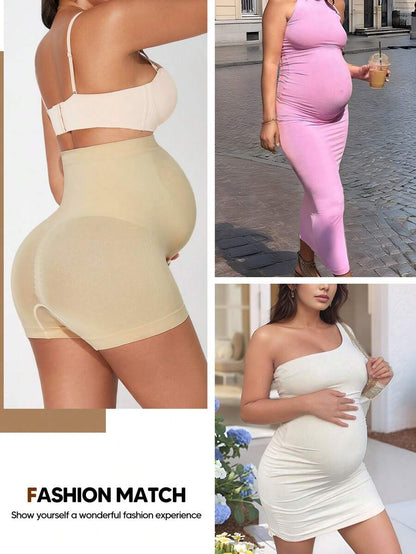 Maternity Christmas Belly Support Shorts - High Waist Elastic Expandable Panel Yoga, Pregnancy