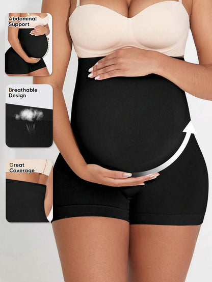 Christmas Maternity Yoga Shorts – High Waist Belly Support Panel