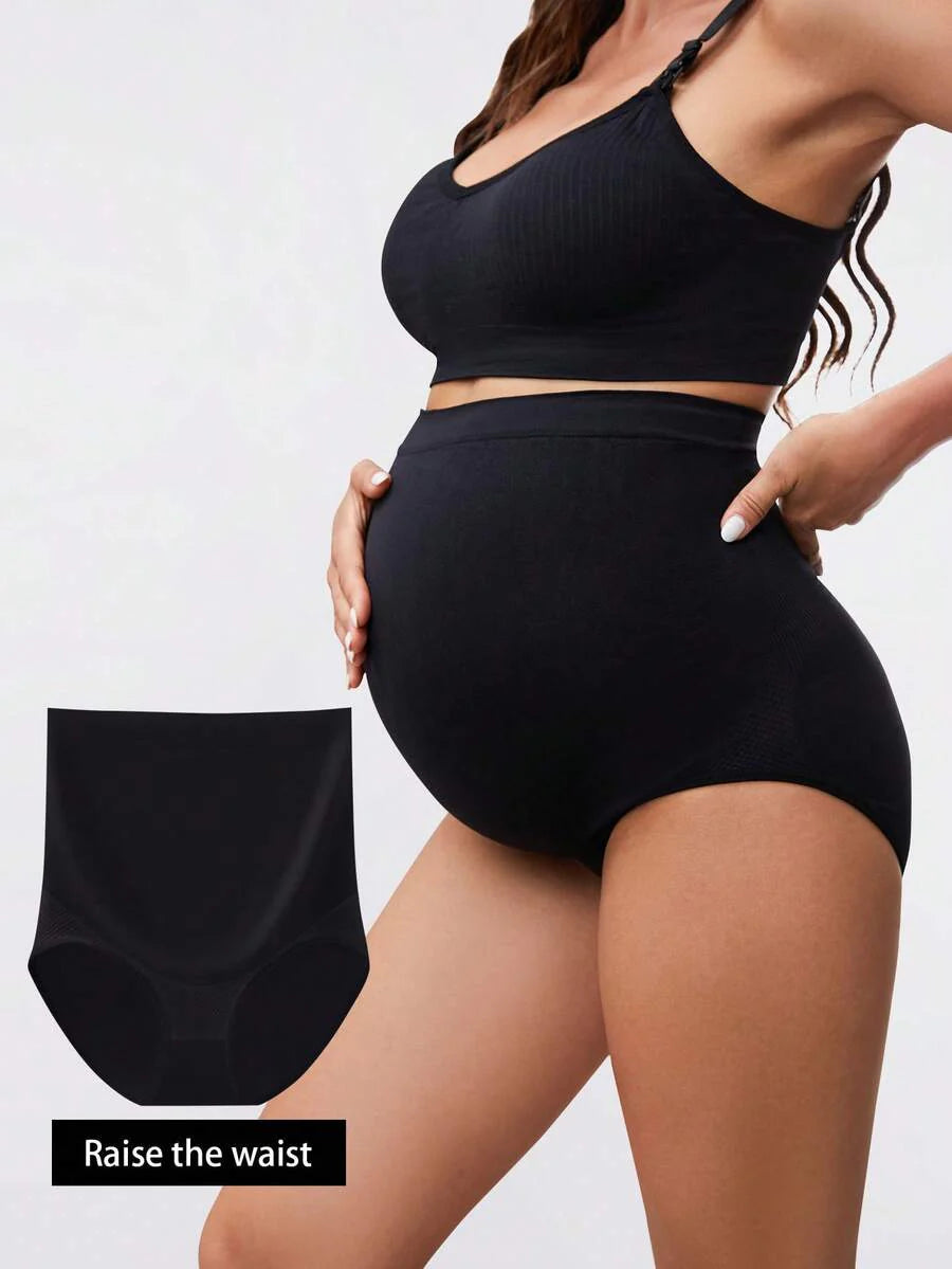 5PCS Maternity Solid Color High Waist Panties Soft Comfortable Stretch Pregnancy Underwear for Mothers