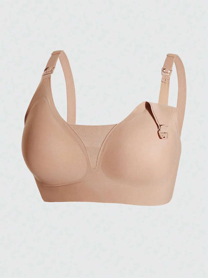 Maternity Nursing Bra Set 3 Pack - Seamless Front Clasp Deep V Neck Breastfeeding, All Season