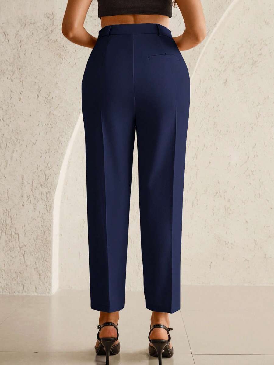 Maternity Tailored Office Pants - Adjustable Waist, Belly Support, Cropped, Black