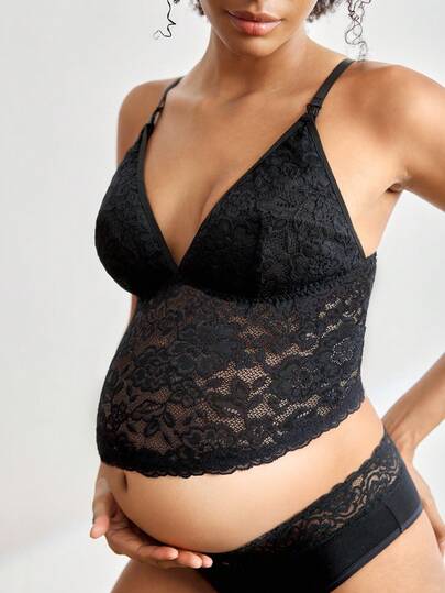 Maternity Lace Nursing Bra Women Sexy Solid Color Comfortable Breastfeeding Lingerie Support Bra