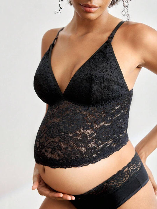 Maternity Lace Nursing Bra Women Sexy Solid Color Comfortable Breastfeeding Lingerie Support Bra
