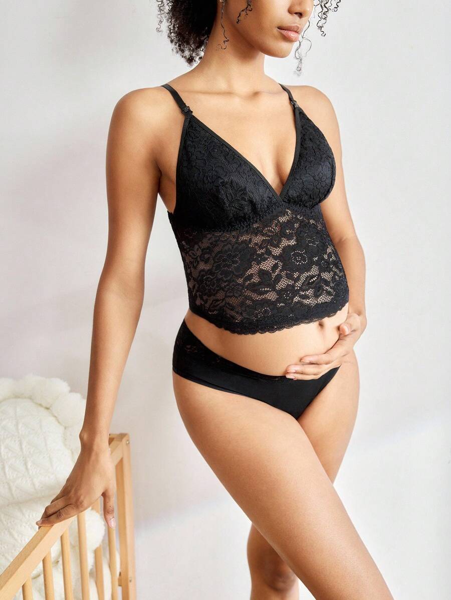 Maternity Lace Nursing Bra Women Sexy Solid Color Comfortable Breastfeeding Lingerie Support Bra