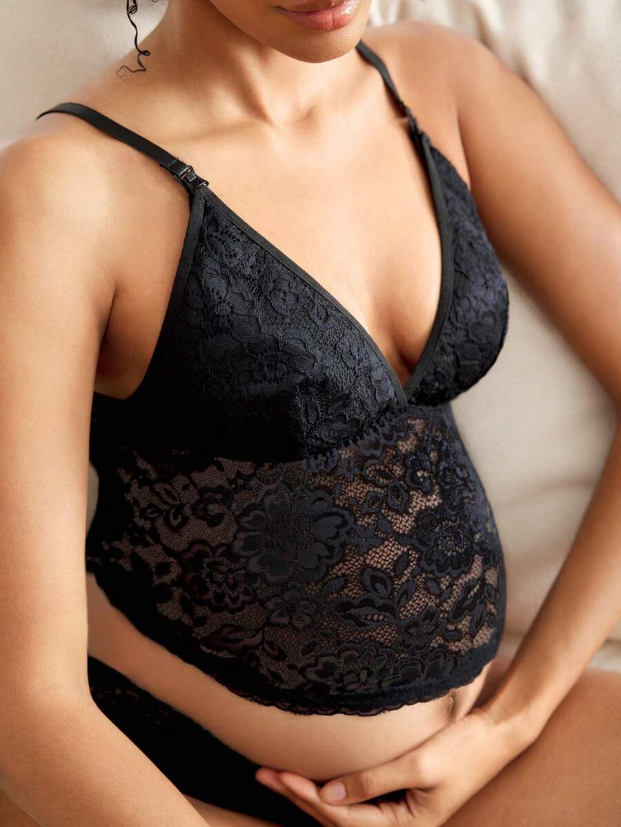 Maternity Lace Nursing Bra Women Sexy Solid Color Comfortable Breastfeeding Lingerie Support Bra