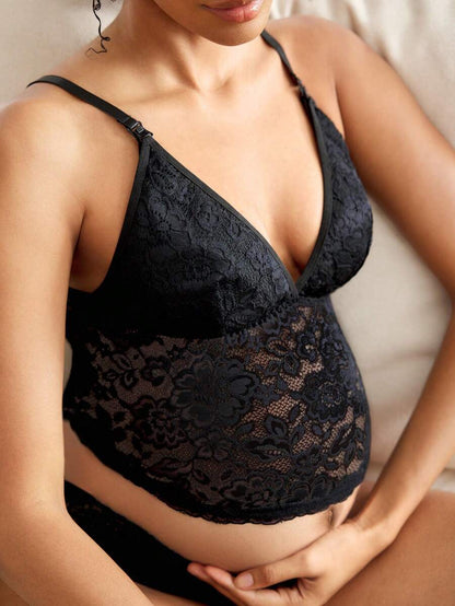 Maternity Lace Nursing Bra Women Sexy Solid Color Comfortable Breastfeeding Lingerie Support Bra