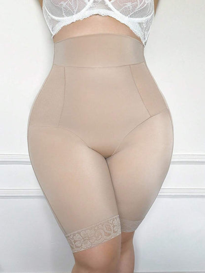Women's Plus Size High Waist Shapewear Shorts - Mid-Thigh Tummy Control Biker Shorts