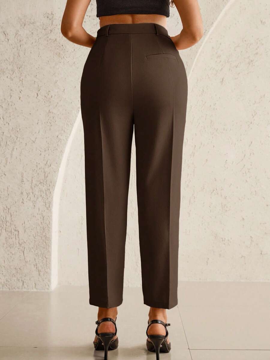 Maternity Tailored Office Pants - Adjustable Waist, Belly Support, Cropped, Black