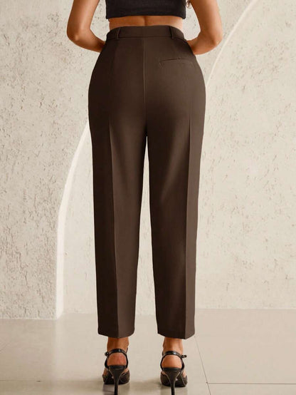 Maternity Tailored Office Pants - Adjustable Waist, Belly Support, Cropped, Black