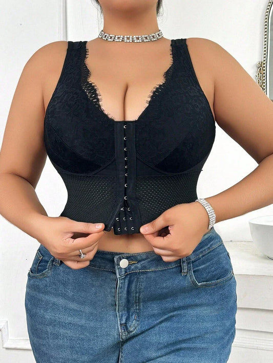 Women's Plus Size Lace Patchwork Shaping Camisole - Sexy Solid Color Body Shaper