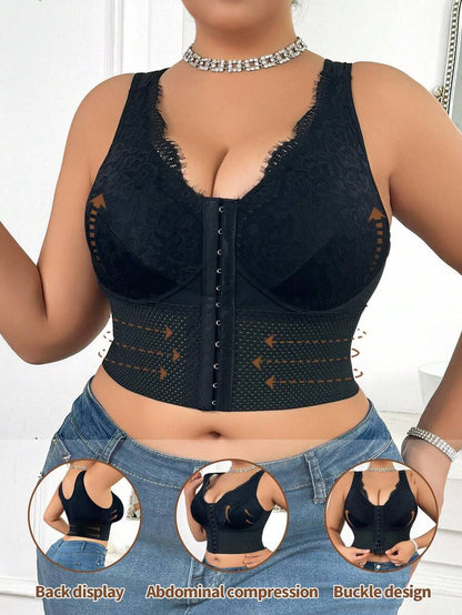 Women's Plus Size Lace Patchwork Shaping Camisole - Sexy Solid Color Body Shaper