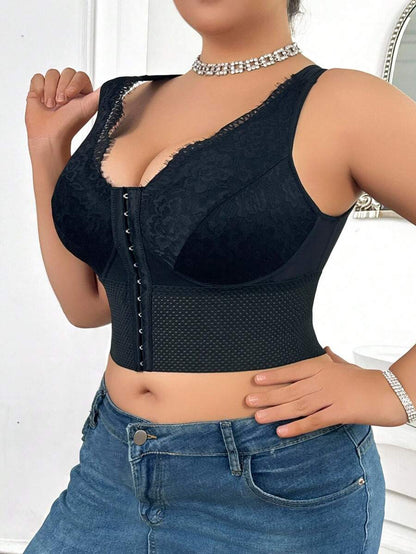 Women's Plus Size Lace Patchwork Shaping Camisole - Sexy Solid Color Body Shaper