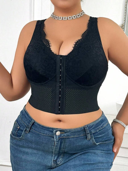 Women's Plus Size Lace Patchwork Shaping Camisole - Sexy Solid Color Body Shaper