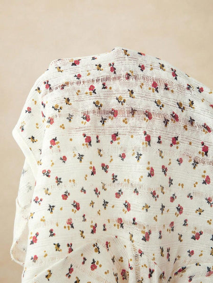Apricot Ditsy Floral Maternity Long Sleeve Top - Slim Fit Scoop Neck Knitted Fall T-Shirt - Boho Maternity Loungewear