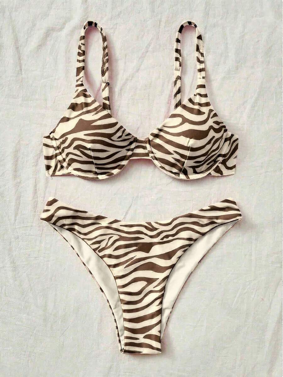 Bellisia Summer Beach Zebra Striped Underwire Bikini Set