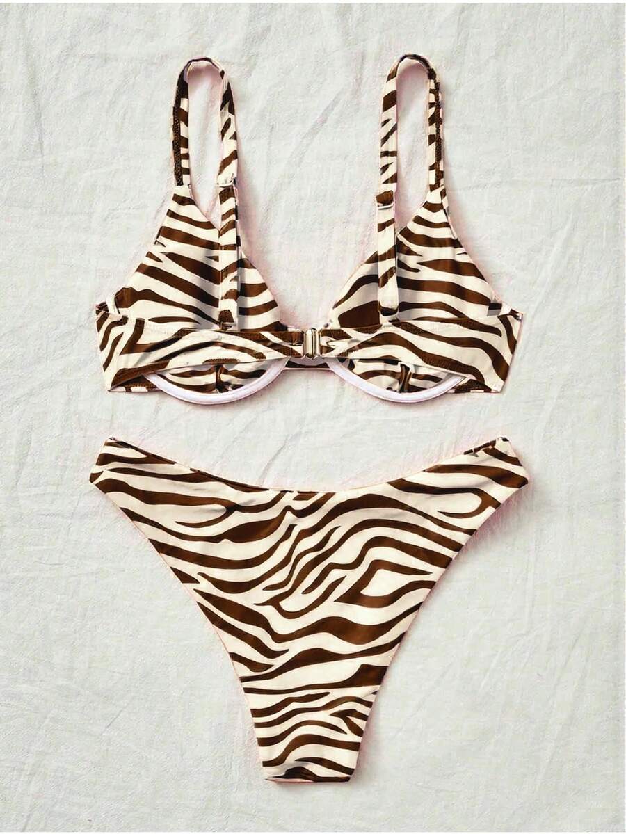 Bellisia Summer Beach Zebra Striped Underwire Bikini Set