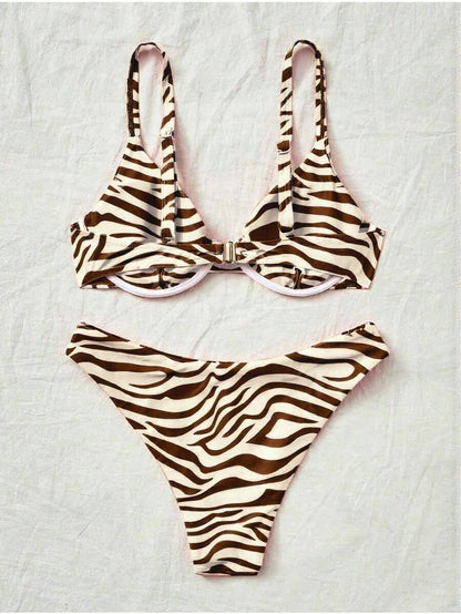 Bellisia Summer Beach Zebra Striped Underwire Bikini Set