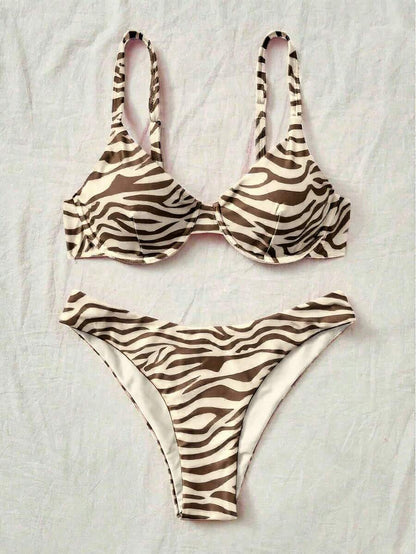 Bellisia Summer Beach Zebra Striped Underwire Bikini Set