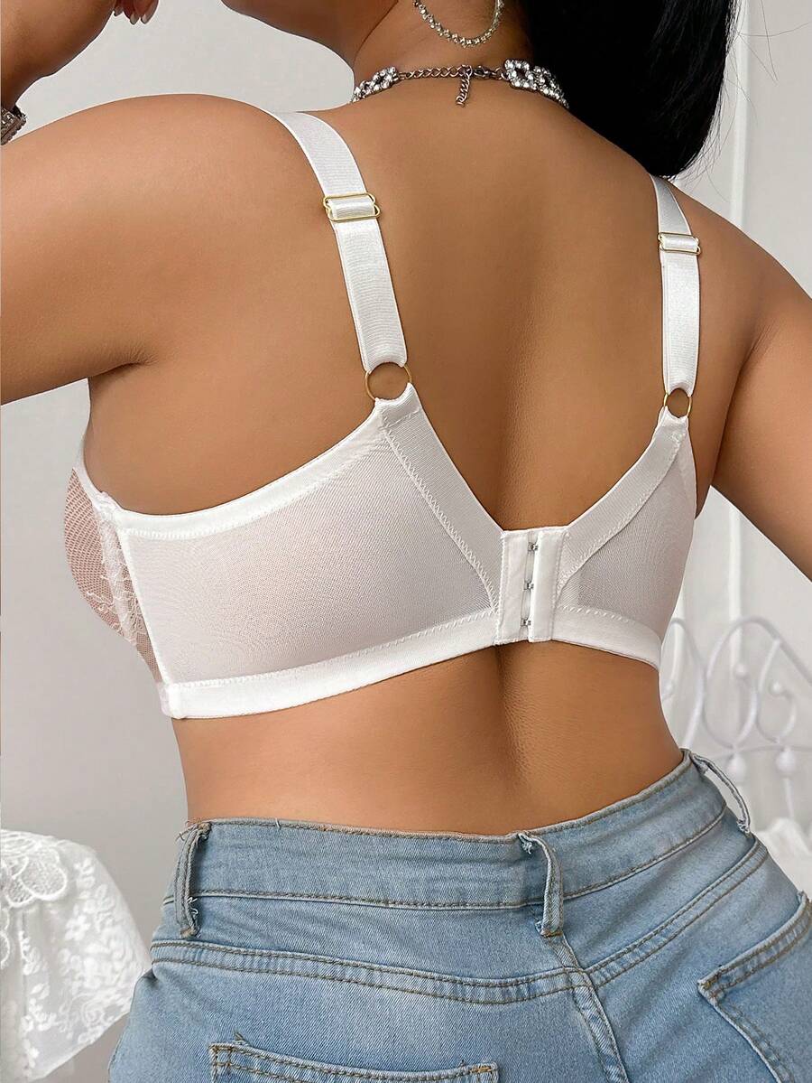 Women's Plus Size Lace Patchwork Underwire Bra - Elegant Lifting Lingerie