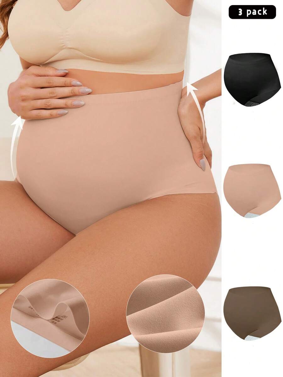 Maternity Underwear 3 Pack - High Waisted Soft Simple Fashion Casual Everyday, Pregnancy Briefs
