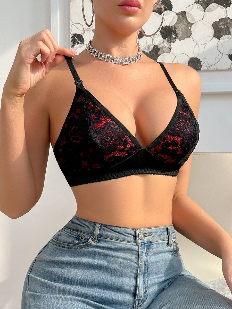 3PCS Maternity Floral Lace Nursing Bra Set Women Comfortable Breastfeeding Support Bra Set