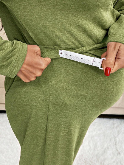 Khaki 2 Piece Maternity Loungewear Set - V-Neck Button Front Long Sleeve Top and Pants - Casual Loose Fit Maternity Sleepwear Suit