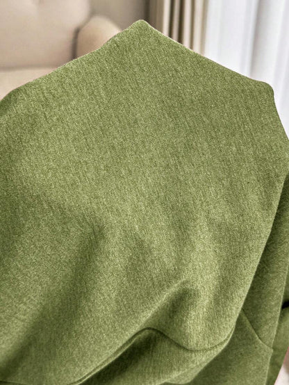 Green Maternity 2-Piece Lounge Set - V-Neck Long Sleeve Top and Pants Pajama Set - Soft Casual Maternity Sleepwear for Spring and Fall