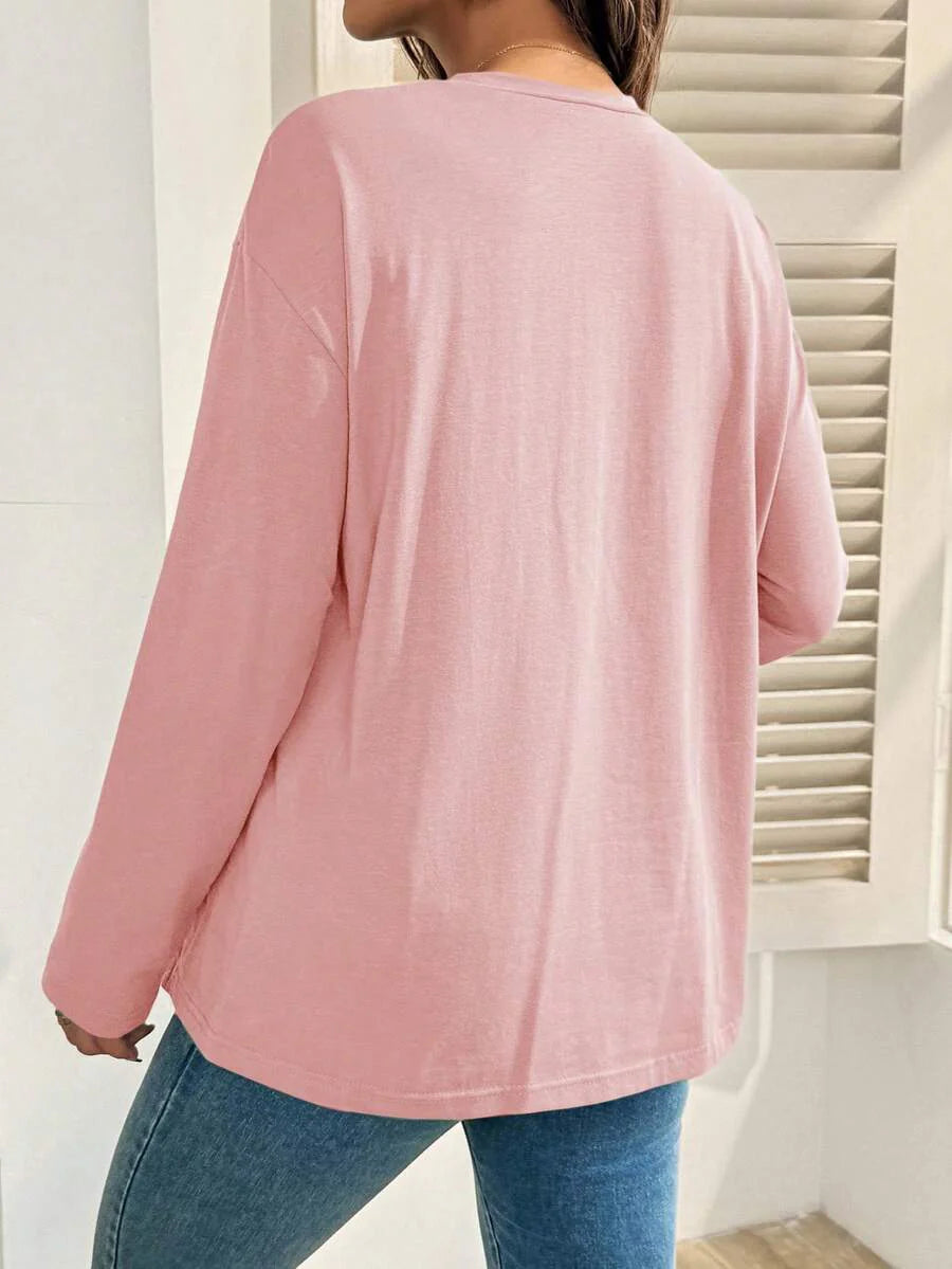 Black Cotton Mama Letter Nursing Sweatshirt Loose Fit Round Neck Long Sleeve Breastfeeding Top for New Moms Casual Maternity Streetwear