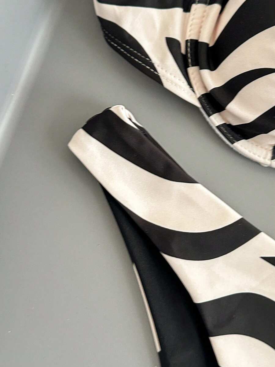 Bellisia Summer Beach Zebra Striped Underwire Bikini Set