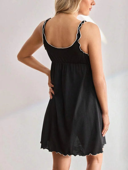 Maternity Nursing Nightgown - Basic Fashion Bowknot Decor Ruffle Trim Soft, Pregnancy Sleepwear