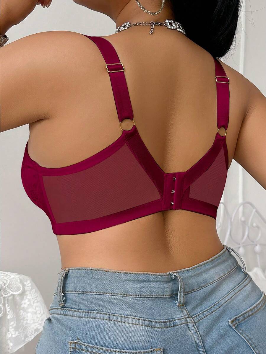 Women's Plus Size Lace Patchwork Underwire Bra - Elegant Lifting Lingerie