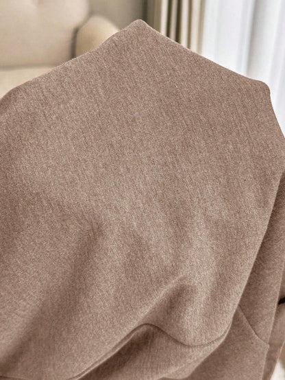 Khaki 2 Piece Maternity Loungewear Set - V-Neck Button Front Long Sleeve Top and Pants - Casual Loose Fit Maternity Sleepwear Suit