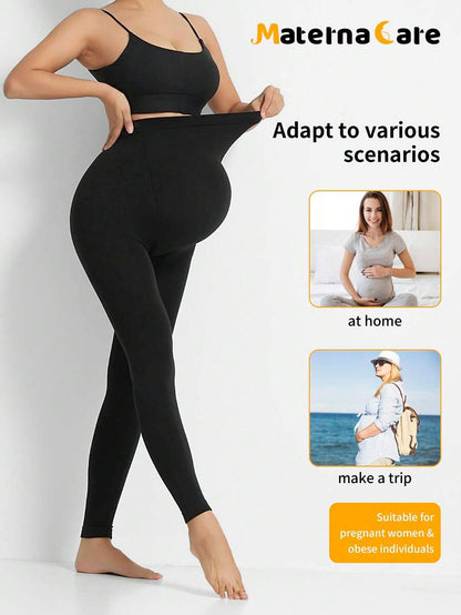 Maternity Thermal Lined 3/4 Tights - Belly Support Tummy Lift Skinny Leggings Warm, Cold Weather
