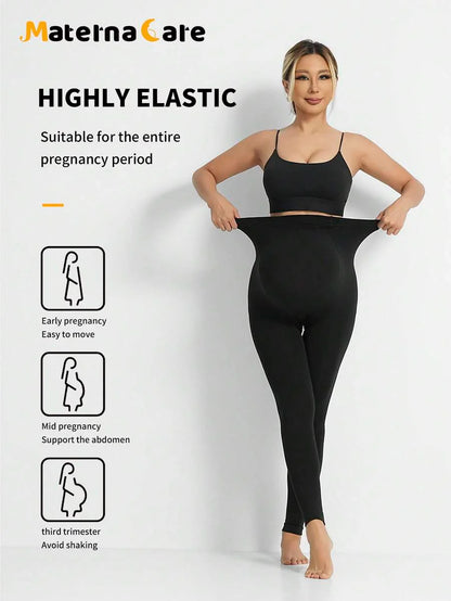 Maternity Thermal Lined 3/4 Tights - Belly Support Tummy Lift Skinny Leggings Warm, Cold Weather