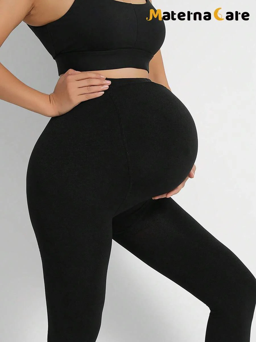 Maternity Thermal Lined 3/4 Tights - Belly Support Tummy Lift Skinny Leggings Warm, Cold Weather