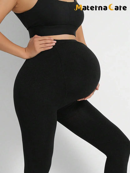 Maternity Thermal Lined 3/4 Tights - Belly Support Tummy Lift Skinny Leggings Warm, Cold Weather