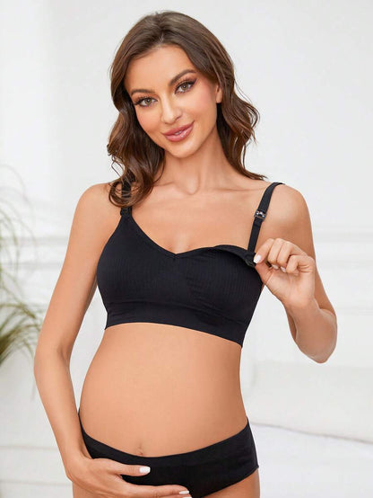 3-Pack Seamless Maternity Nursing Bras, Wireless Front-Snap Breastfeeding Sleep Bra with Removable Padding, Multicolor Set
