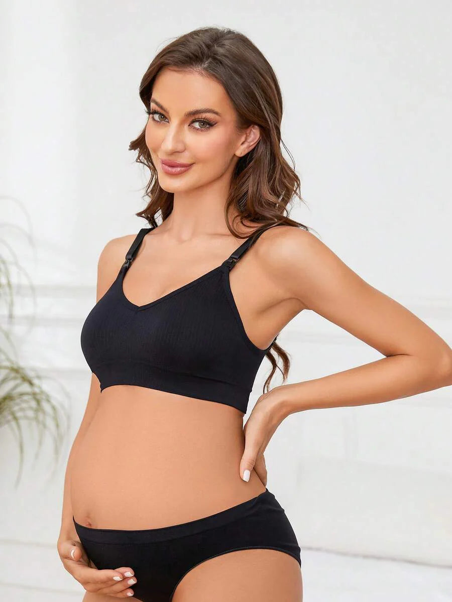 3PCS Maternity Nursing Bra Set Women Front Clip Closure Comfortable Breastfeeding Support Bras