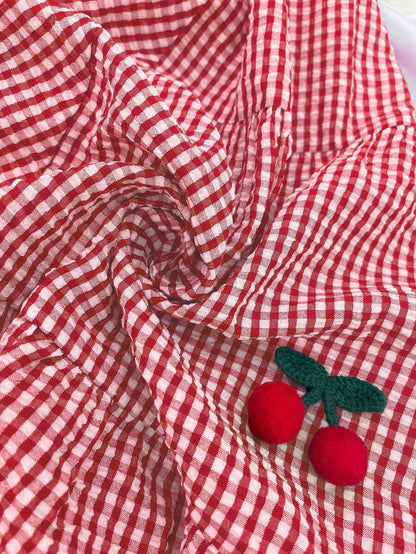 Maternity Cherry Decor Plaid Ruffle Hem Camisole Dress Picnic Dress For Woman Summer Maternity Dress Cherry Dress Women Midi Summer Dress Casual Sundress