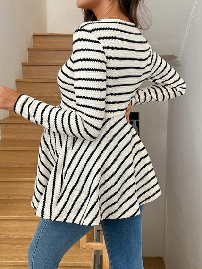 Maternity Khaki Deep V Neck Long Sleeve T-Shirt Loose Fit Belted Flared Hem Knitted Maternity Top for Fall